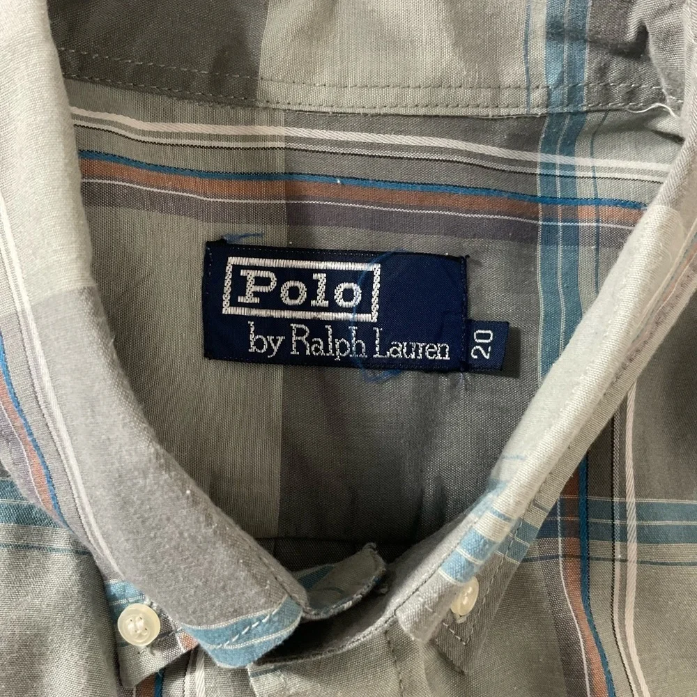 Polo Ralph Lauren Men's Size 20 Blue Grey L/S Button Down Shirt Small Pony
